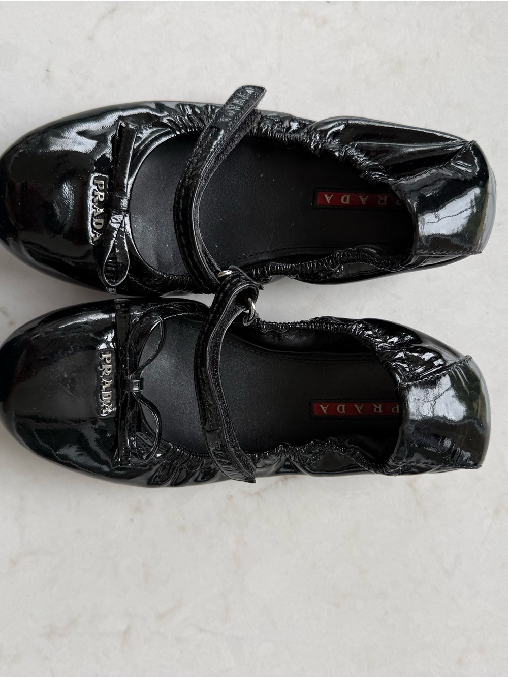 Girl's PRADA Black Patent Leather Mary Jane Flats